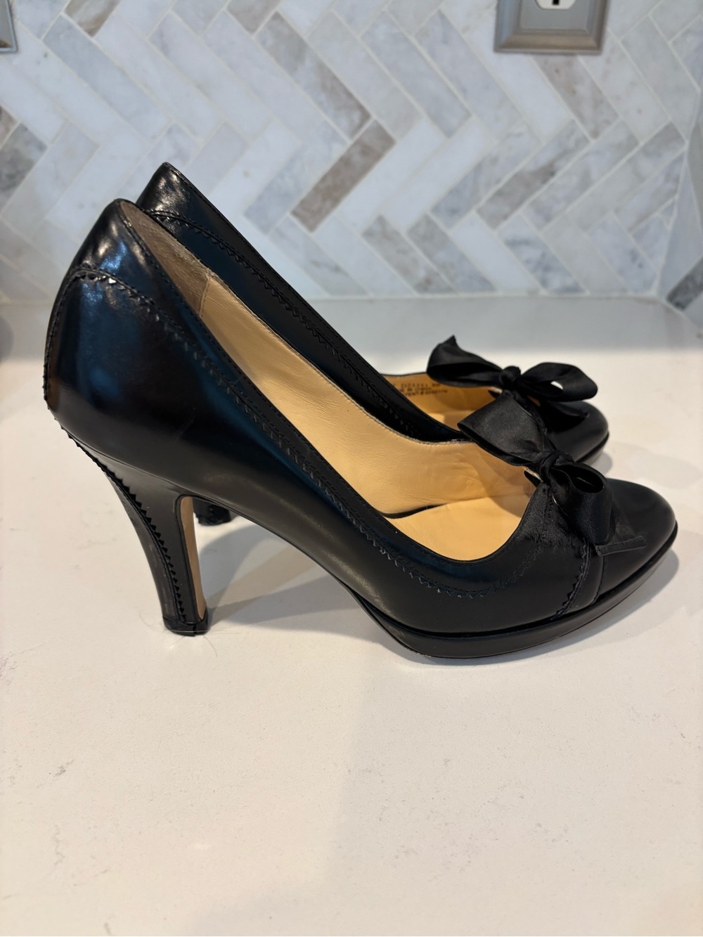 Cole Haan Black Bow Leather Pumps - Women's Elegant High Heels